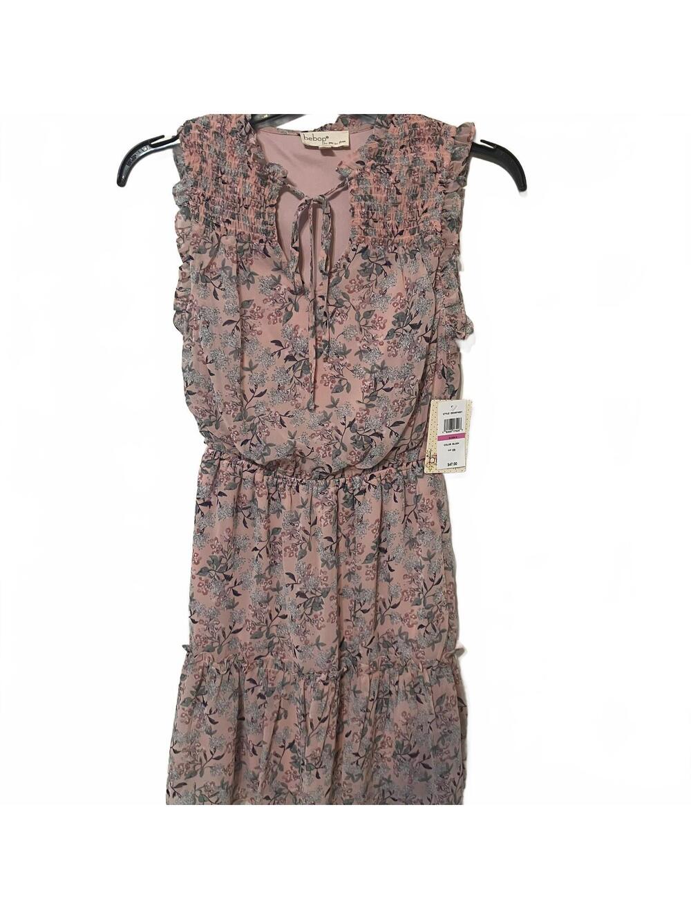 Bebop Blush Floral Cottagecore Romantic Ruffle Coquette Sleeveless Dress XS-New